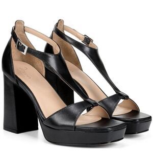 27 EDIT Naturalizer Jae Leather T-Strap Platform Dress Sandals (Wide)